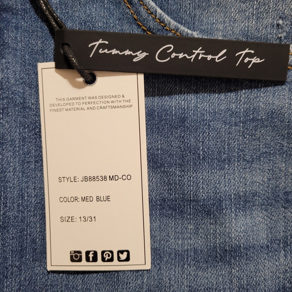 Judy Blue Skinny Jeans Women Size 13/31 Medium Blue Tummy Control - Picture 7 of 13